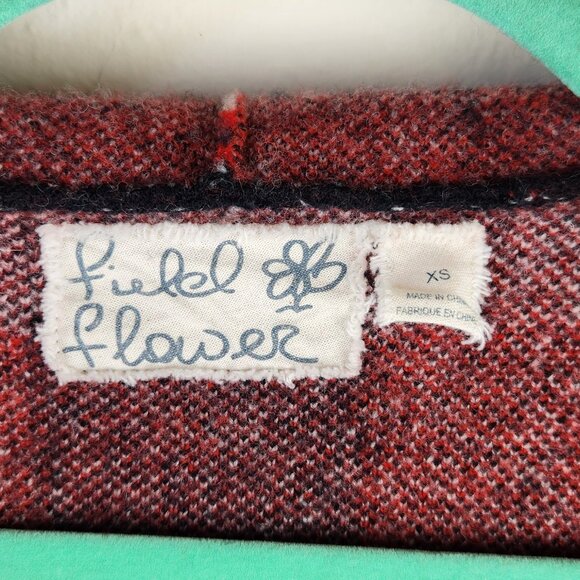 Anthropologie Field Flower Cressida Wool Plaid Hooded Sweater Coat sz XS - Picture 9 of 12